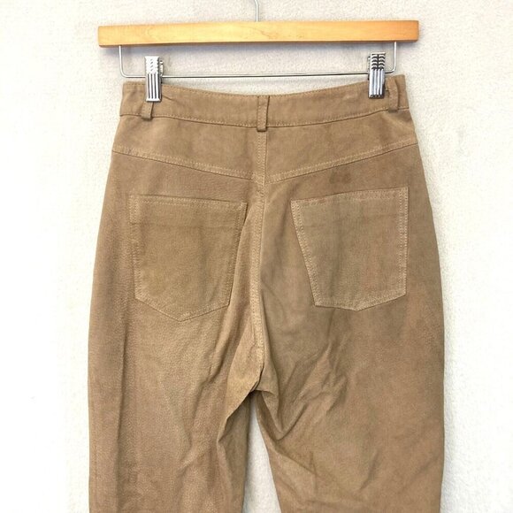 Vintage Lew Magram Collection Suede Pants Size 6 High-Waisted 100% Leather Tan - Picture 3 of 16